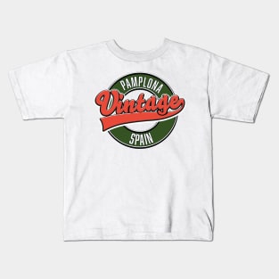 Pamplona spain vintage style logo Kids T-Shirt